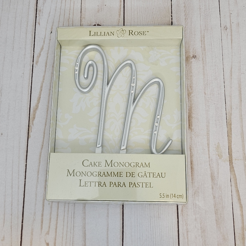 Lillian Rose Monogram "M" Cake Topper New in Box
